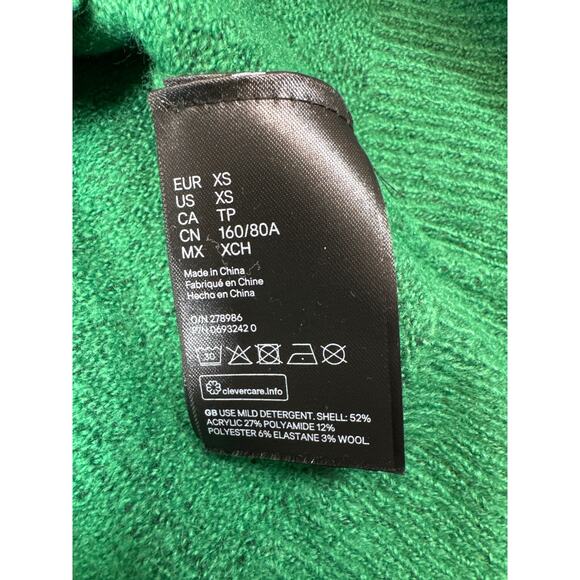 H&M Crewneck Pullover Green Wool Blend Knit Sweater Womens Size XS - Picture 5 of 5